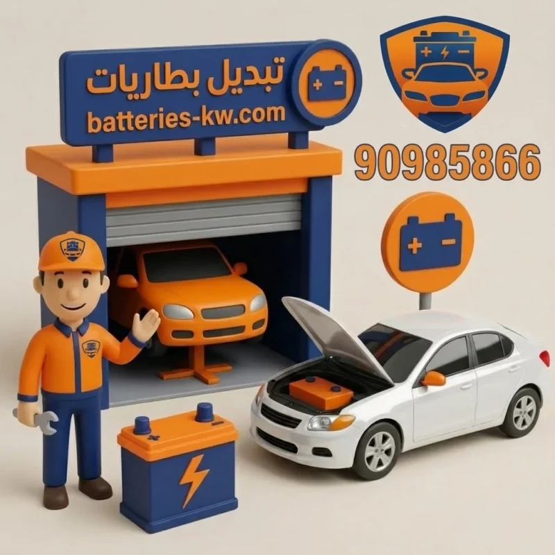 خدمة تبديل بطاريات سيارات 24 ساعة في الكويت عن طريق كراج متنقل من شركة بطاريات سيارات الكويت